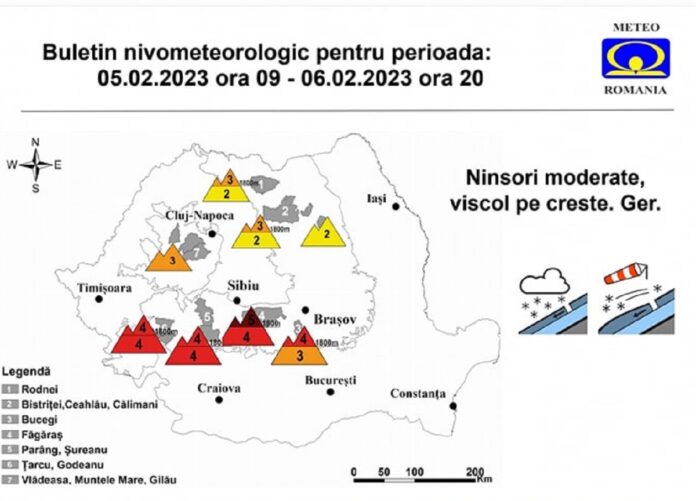 Harta riscului de avalanșe în România. Pericol mare, la altitudini mari în județul Prahova