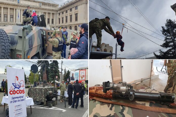 Expoziție de tehnică militară, în premieră la Ploiești. Lansatoare de rachete, expoziție de arme, tiroliană și bucătărie rulantă de campanie – VIDEO