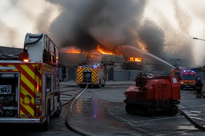Incendiu violent la o hală din Băicoi