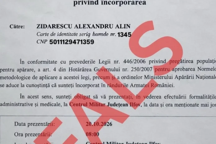 MApN avertizează: document fals despre încorporarea tinerilor, distribuit online